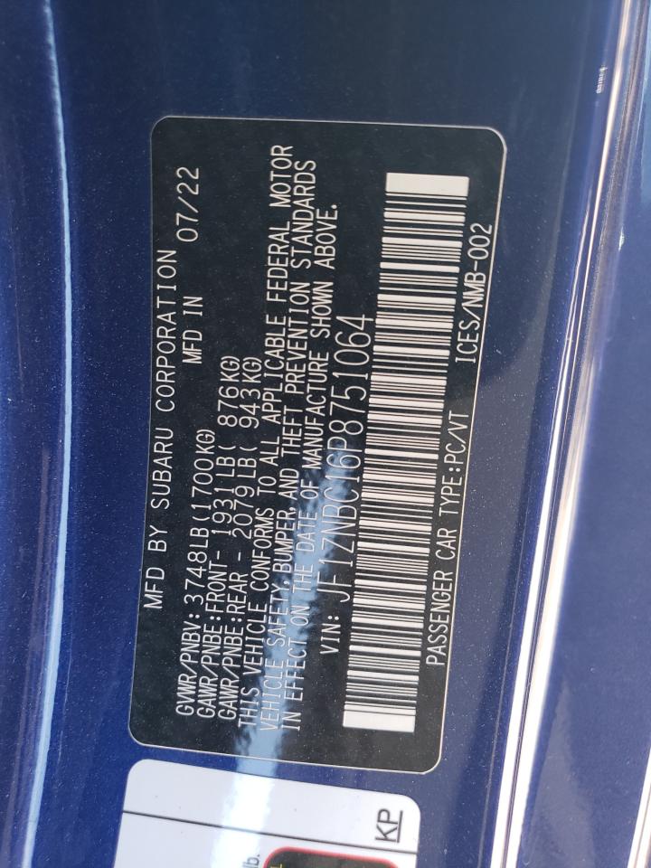 2023 TOYOTA GR 86 VIN:JF1ZNBC16P8751064