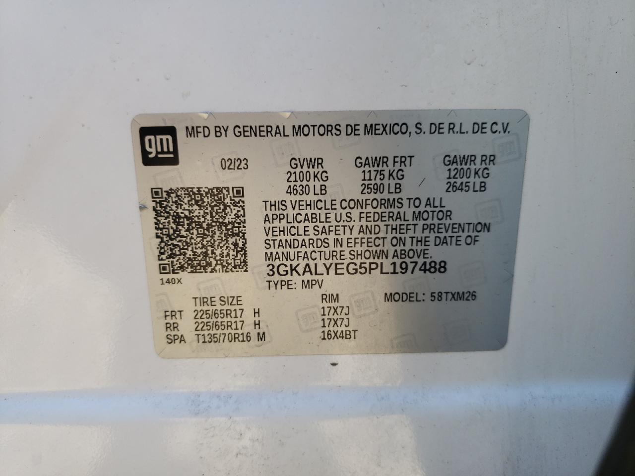 2023 GMC TERRAIN AT4 VIN:3GKALYEG5PL197488