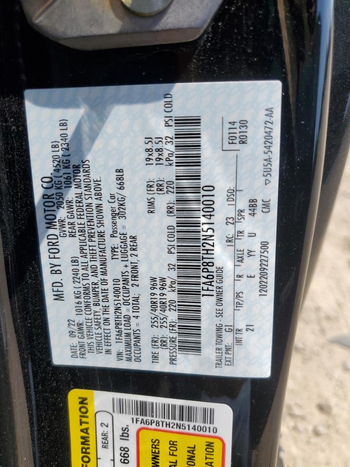 2022 FORD MUSTANG VIN:WP0AA2A8XNS255297