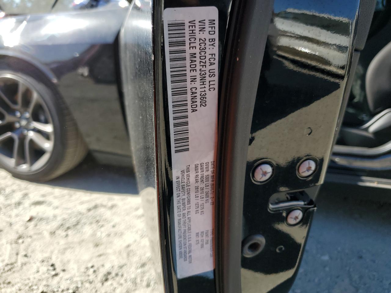 2022 DODGE CHALLENGER R/T SCAT PACK VIN:2C3CDZFJ3NH113602