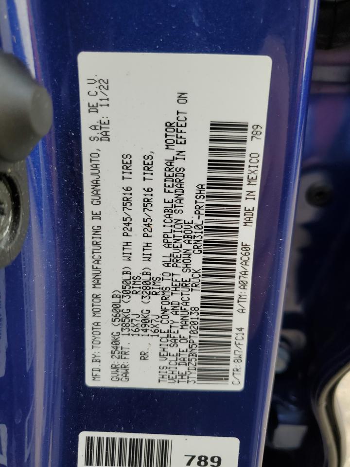 2023 TOYOTA TACOMA DOUBLE CAB VIN:3TYDZ5BN5PT020138