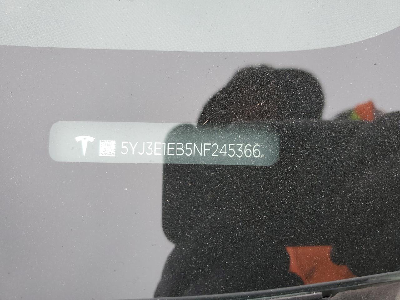 2022 TESLA MODEL 3 VIN:5YJ3E1EB5NF245366