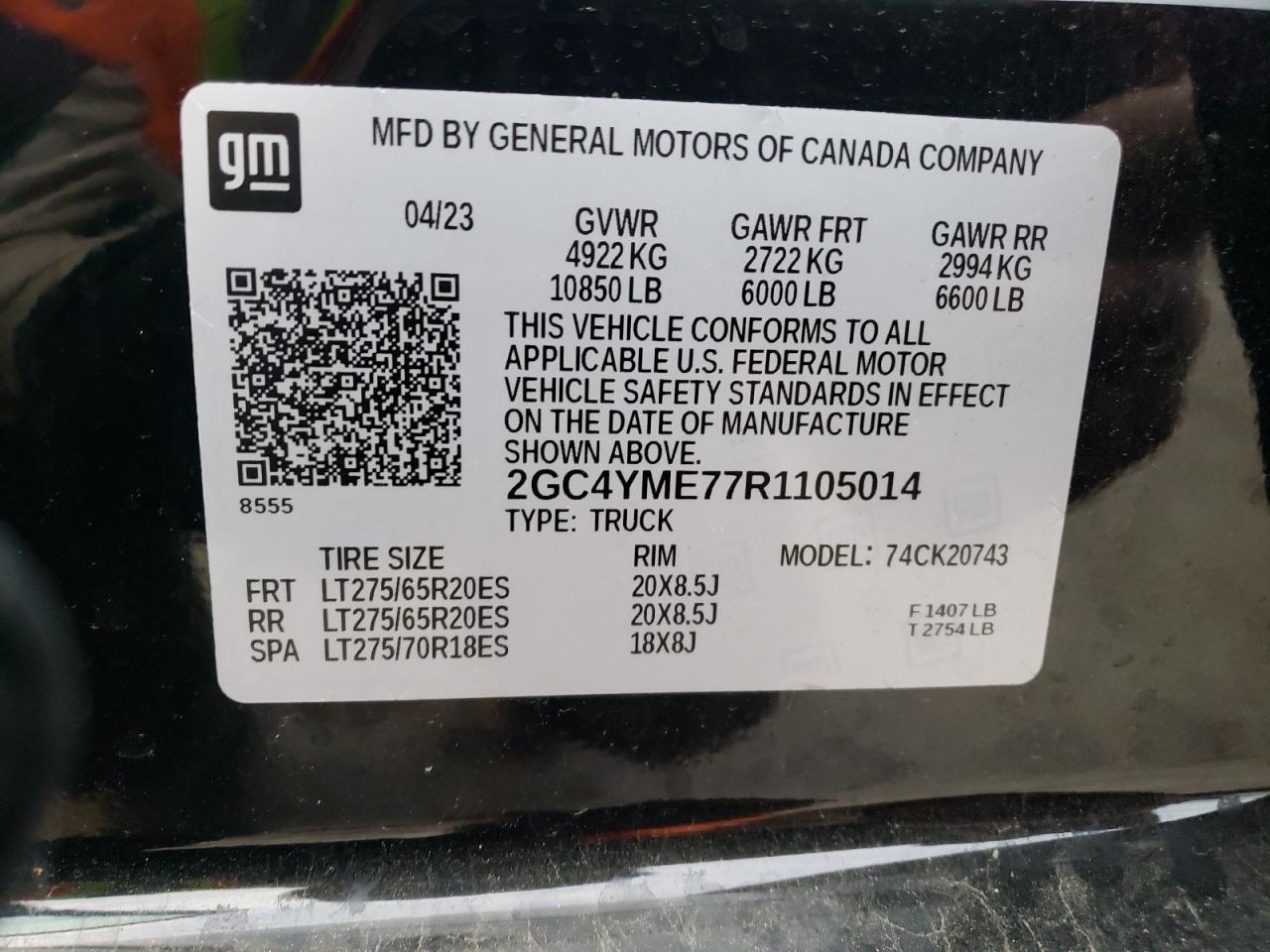 2024 CHEVROLET SILVERADO K2500 CUSTOM VIN:2GC4YME77R1105014