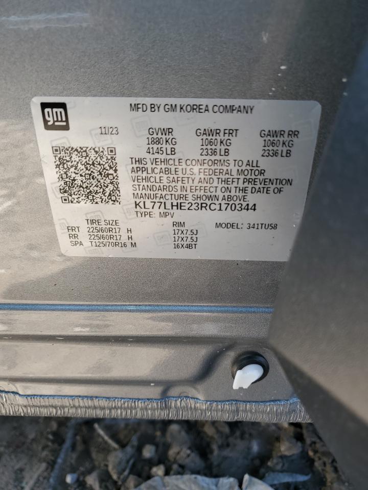 2024 CHEVROLET TRAX 1LT VIN:KL77LHE23RC170344