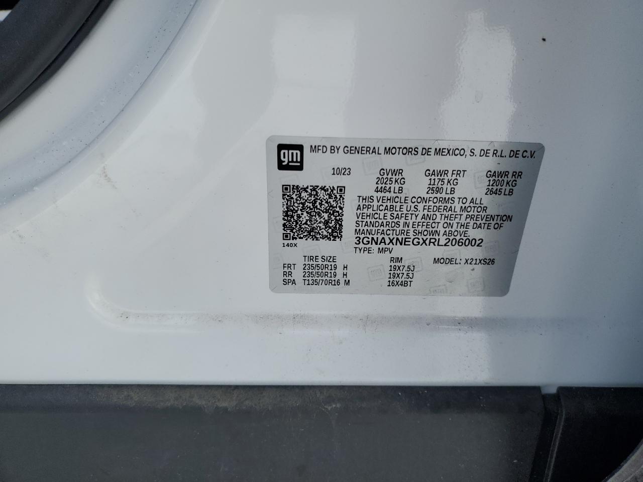 2024 CHEVROLET EQUINOX PREMIERE VIN:3GNAXNEGXRL206002