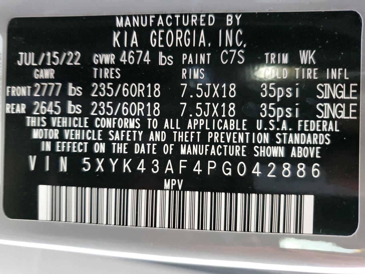 2023 KIA SPORTAGE SX VIN:5XYK43AF4PG042886