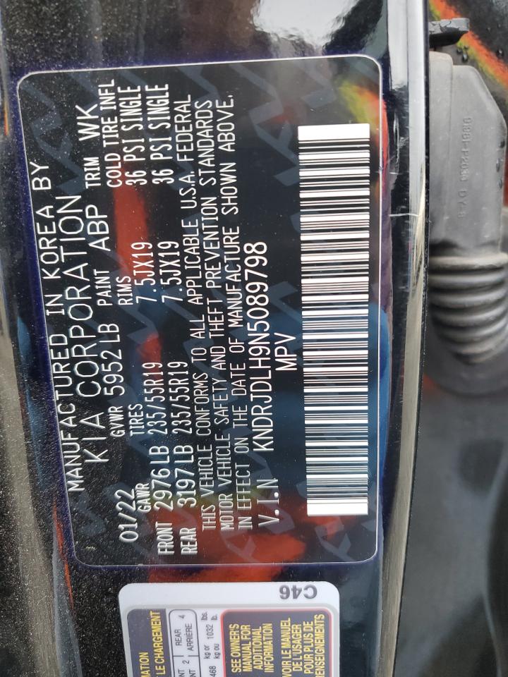 2022 KIA SORENTO SX VIN:KNDRJDLH9N5089798