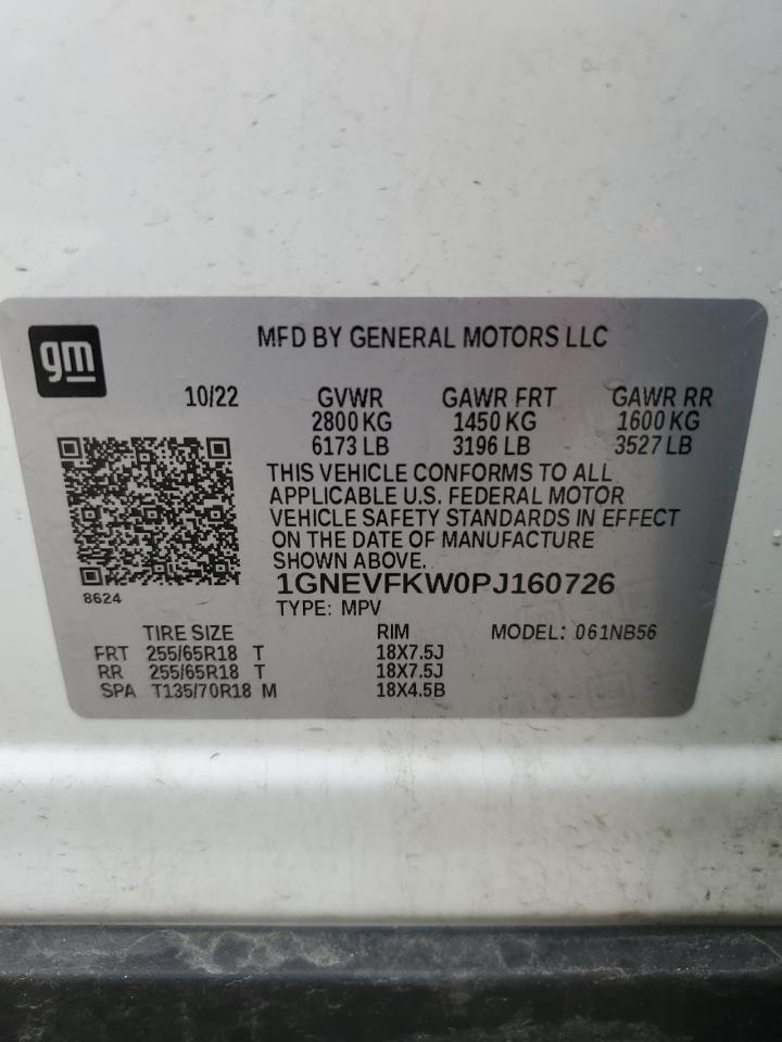 2023 CHEVROLET TRAVERSE LS VIN:1GNEVFKW0PJ160726