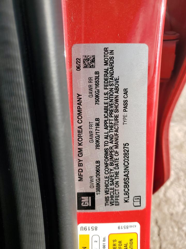 2022 CHEVROLET SPARK LS VIN:WVWFD71KX9W045609