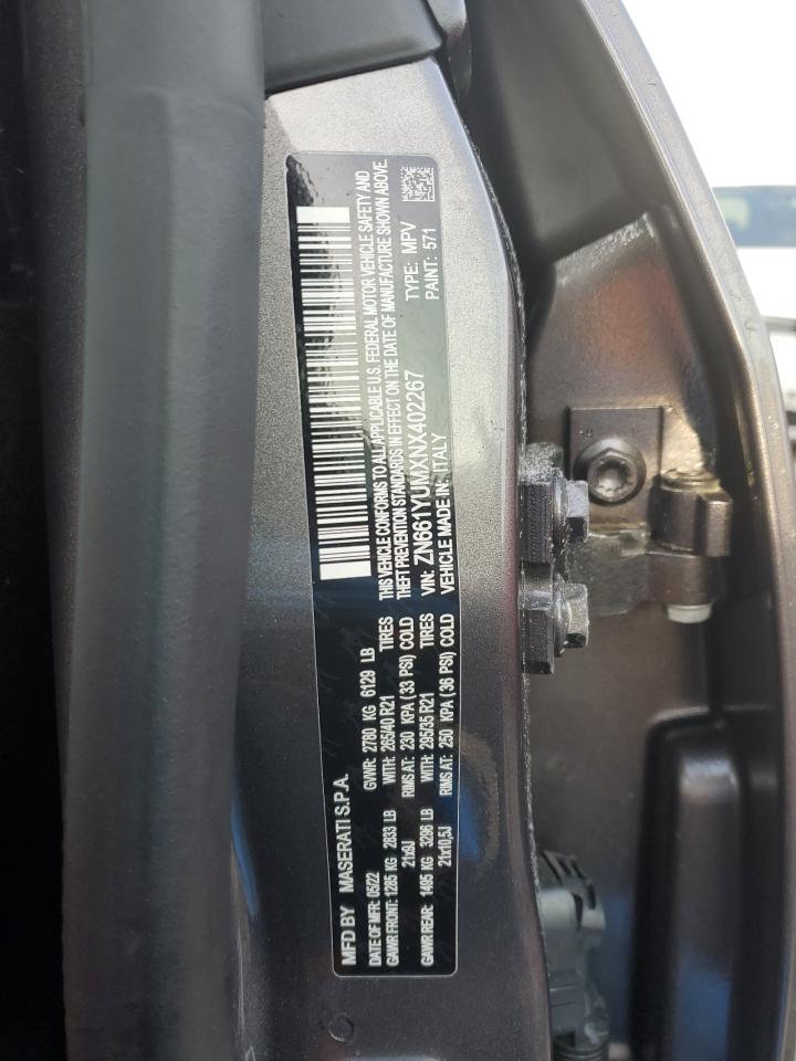 2022 MASERATI LEVANTE MODENA VIN:ZN661YUMXNX402267