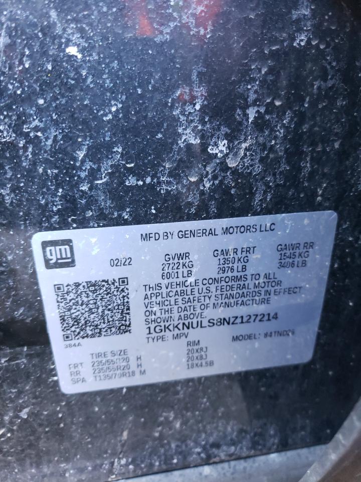 2022 GMC ACADIA SLT VIN:1GKKNULS8NZ127214