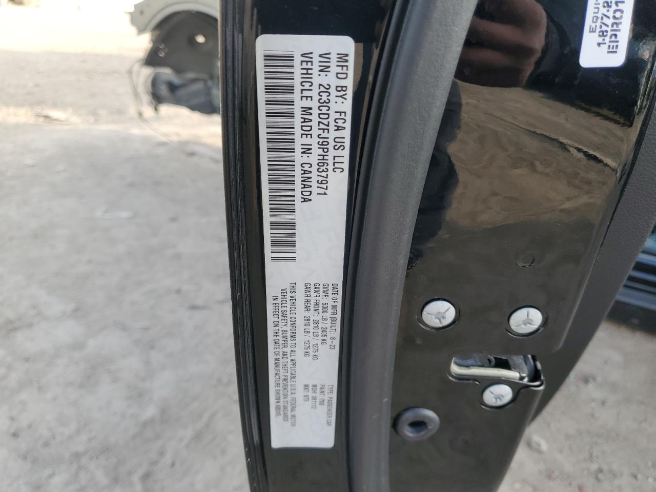 2023 DODGE CHALLENGER R/T SCAT PACK VIN:2C3CDZFJ9PH637971