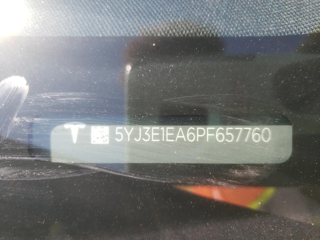 2023 TESLA MODEL 3 VIN:5YJ3E1EA6PF657760
