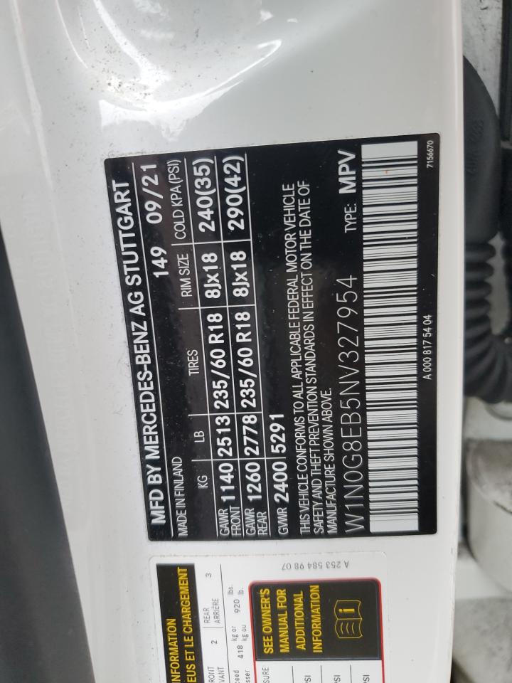 2022 MERCEDES-BENZ GLC 300 4MATIC VIN:W1N0G8EB5NV327954