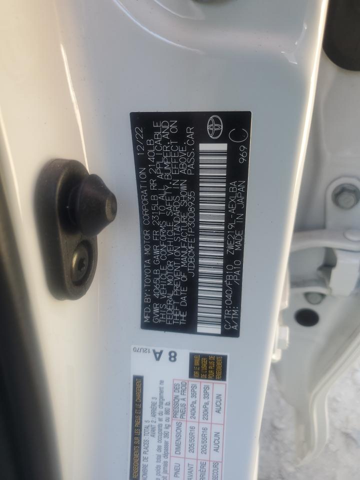 2023 TOYOTA COROLLA LE VIN:JTDBCMFE1P3008935