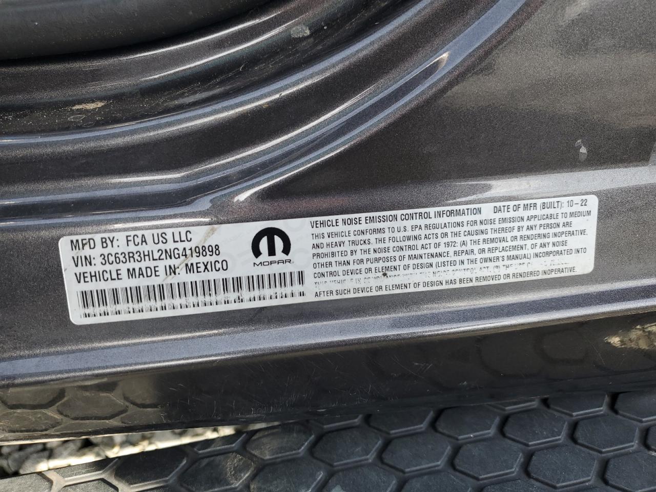 2022 RAM 3500 BIG HORN/LONE STAR VIN:3C63R3HL2NG419898