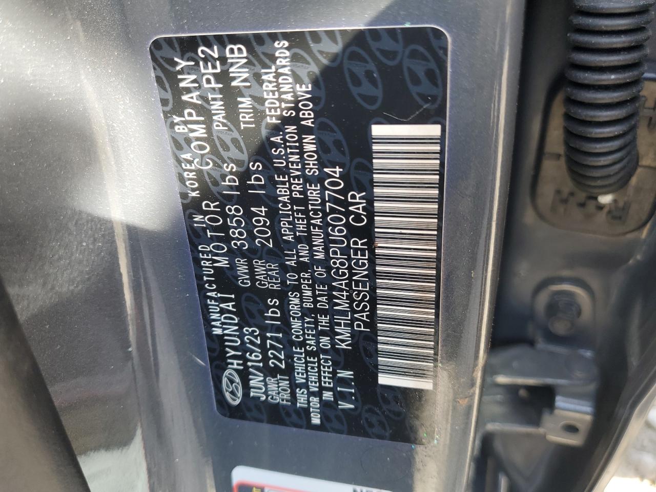 2023 HYUNDAI ELANTRA SEL VIN:KMHLM4AG8PU607704