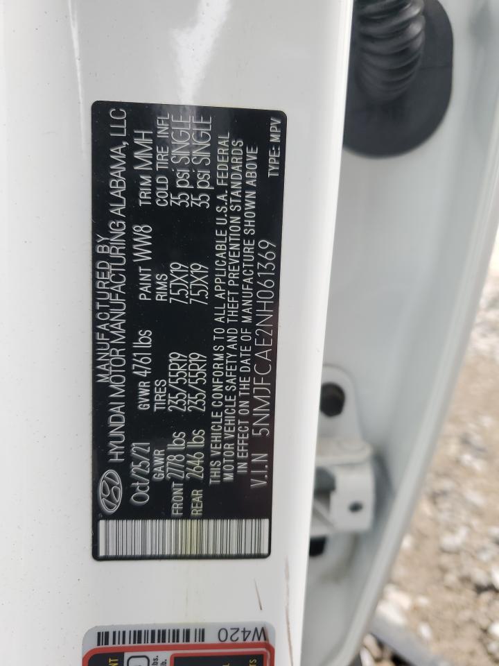 2022 HYUNDAI TUCSON SEL VIN:5NMJFCAE2NH061369