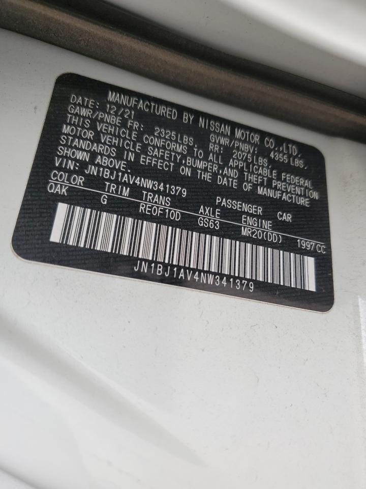 2022 NISSAN ROGUE SPORT S VIN:JN1BJ1AV4NW341379