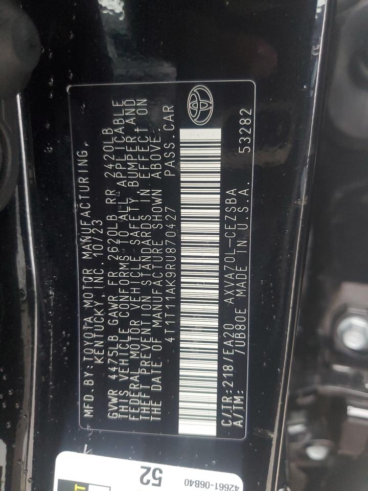 2024 TOYOTA CAMRY SE NIGHT SHADE VIN:4T1T11AK9RU870427