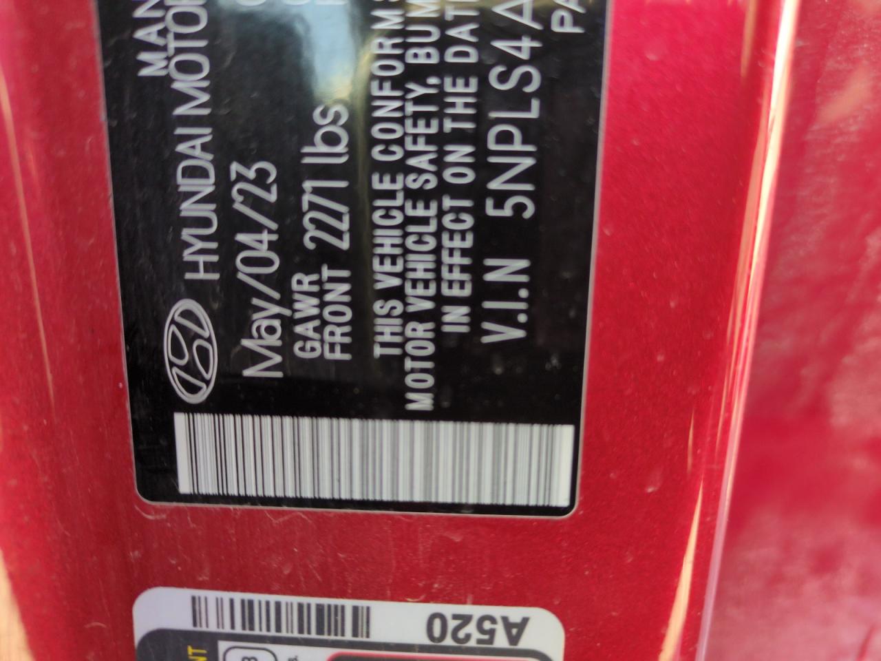 2023 HYUNDAI ELANTRA SEL VIN:5NPLS4AG4PH118222