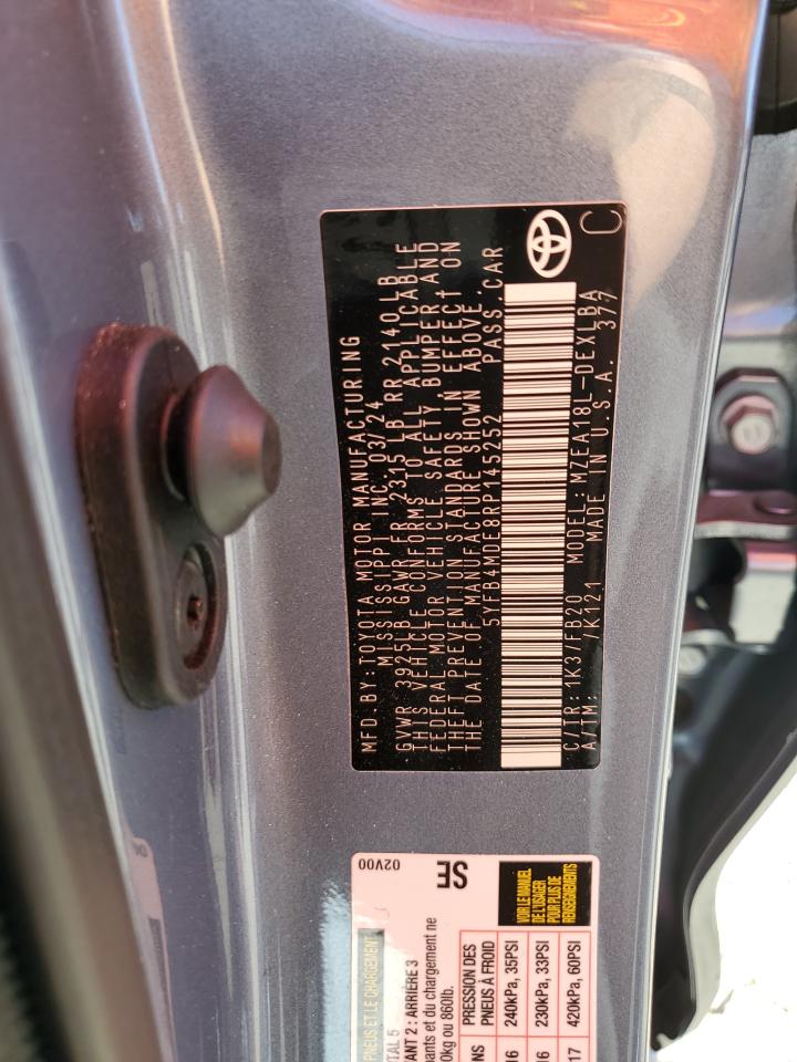2024 TOYOTA COROLLA LE VIN:5YFB4MDE8RP145252