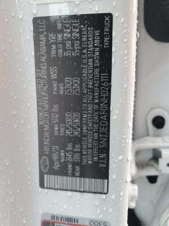 2022 HYUNDAI SANTA CRUZ LIMITED VIN:5NTJEDAF0NH026111