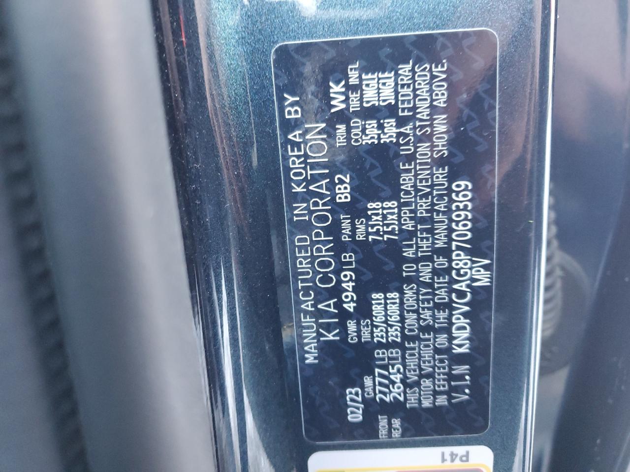2023 KIA SPORTAGE EX VIN:KNDPVCAG8P7069369