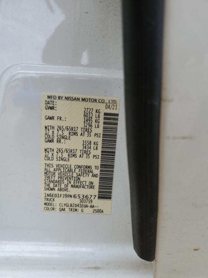 2023 NISSAN FRONTIER SV VIN:1N6ED1FJ9PN653677