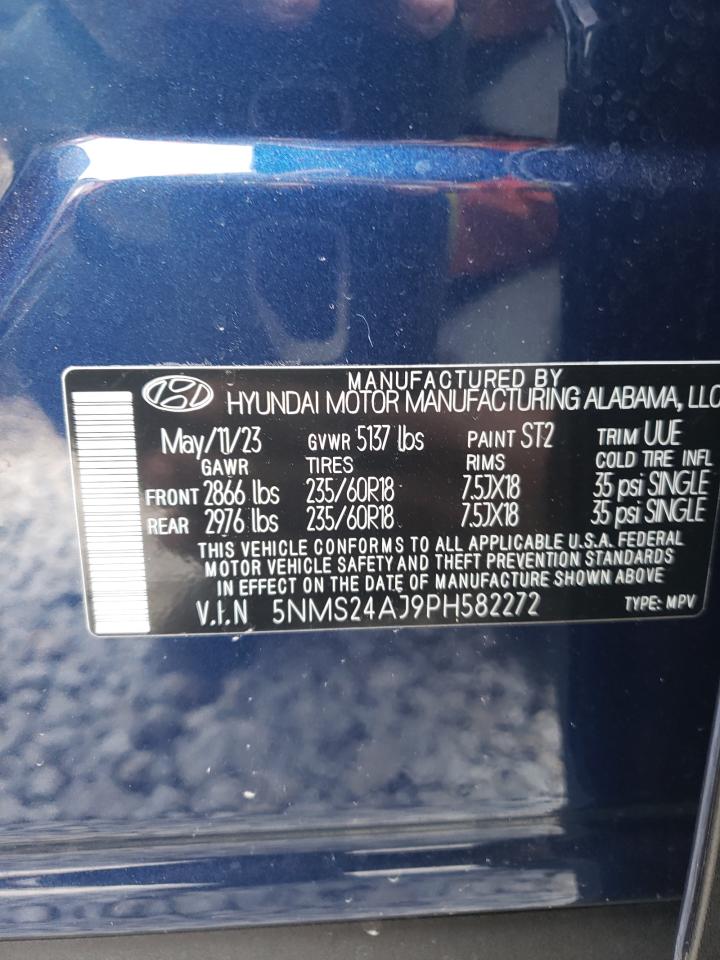 2023 HYUNDAI SANTA FE SEL VIN:5NMS24AJ9PH582272