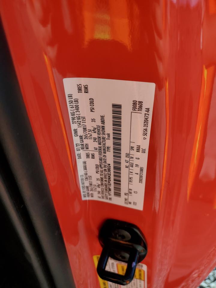 2022 FORD F150 VIN:1FTMF1EP0NKE38024