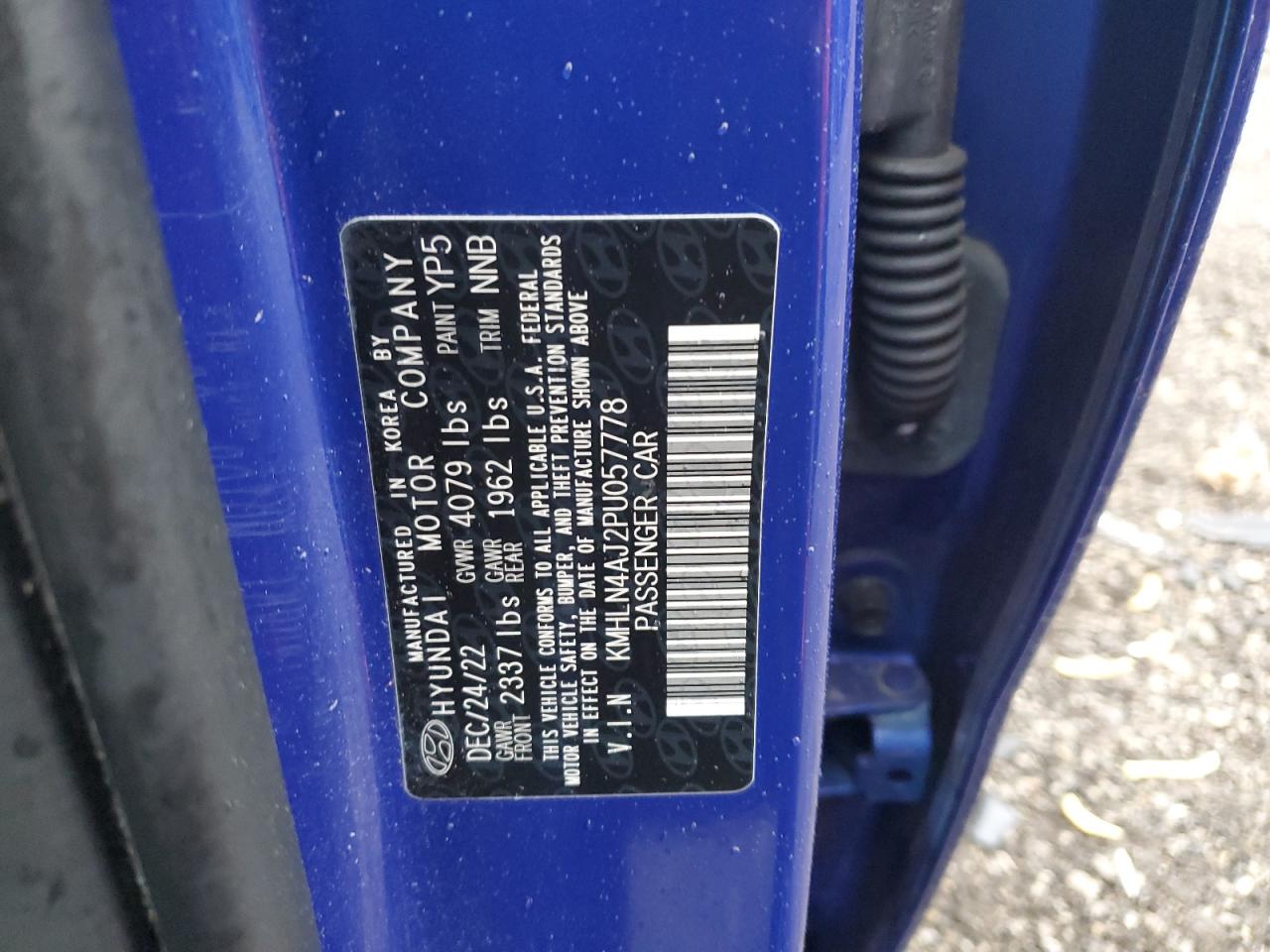 2023 HYUNDAI ELANTRA LIMITED VIN:KMHLN4AJ2PU057778