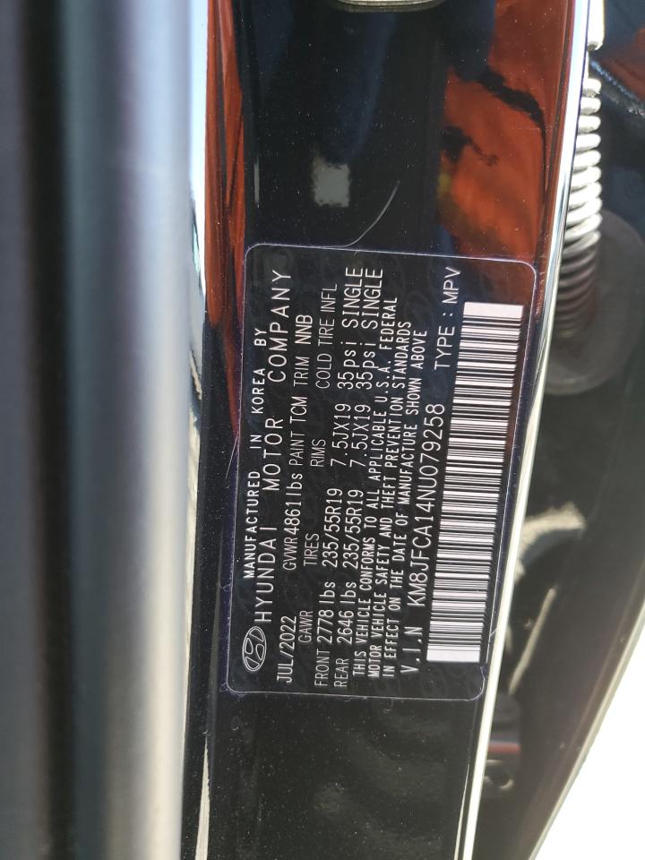 2022 HYUNDAI TUCSON SEL CONVENIENCE VIN:KM8JFCA14NU079258