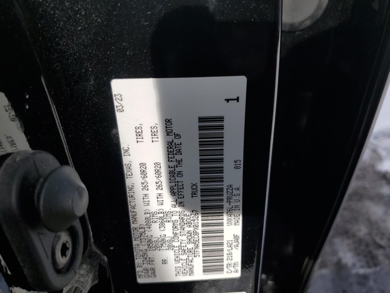 2023 TOYOTA TUNDRA CREWMAX PLATINUM VIN:5TFNA5EC8PX015267