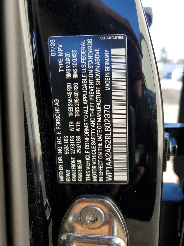 2024 PORSCHE MACAN BASE VIN:WP1AA2A52RLB02370