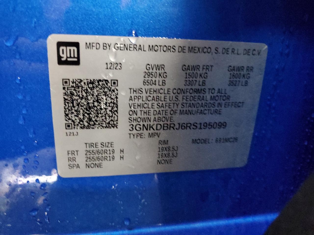 2024 CHEVROLET BLAZER 2LT VIN:3GNKDBRJ6RS195099