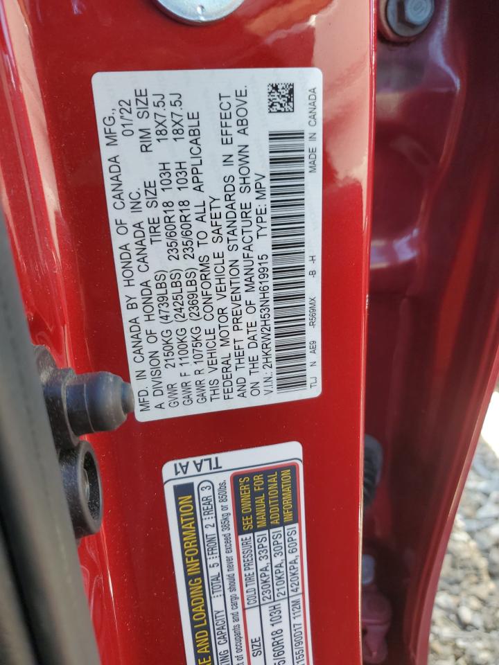 2022 HONDA CR-V EX VIN:2HKRW2H53NH619915