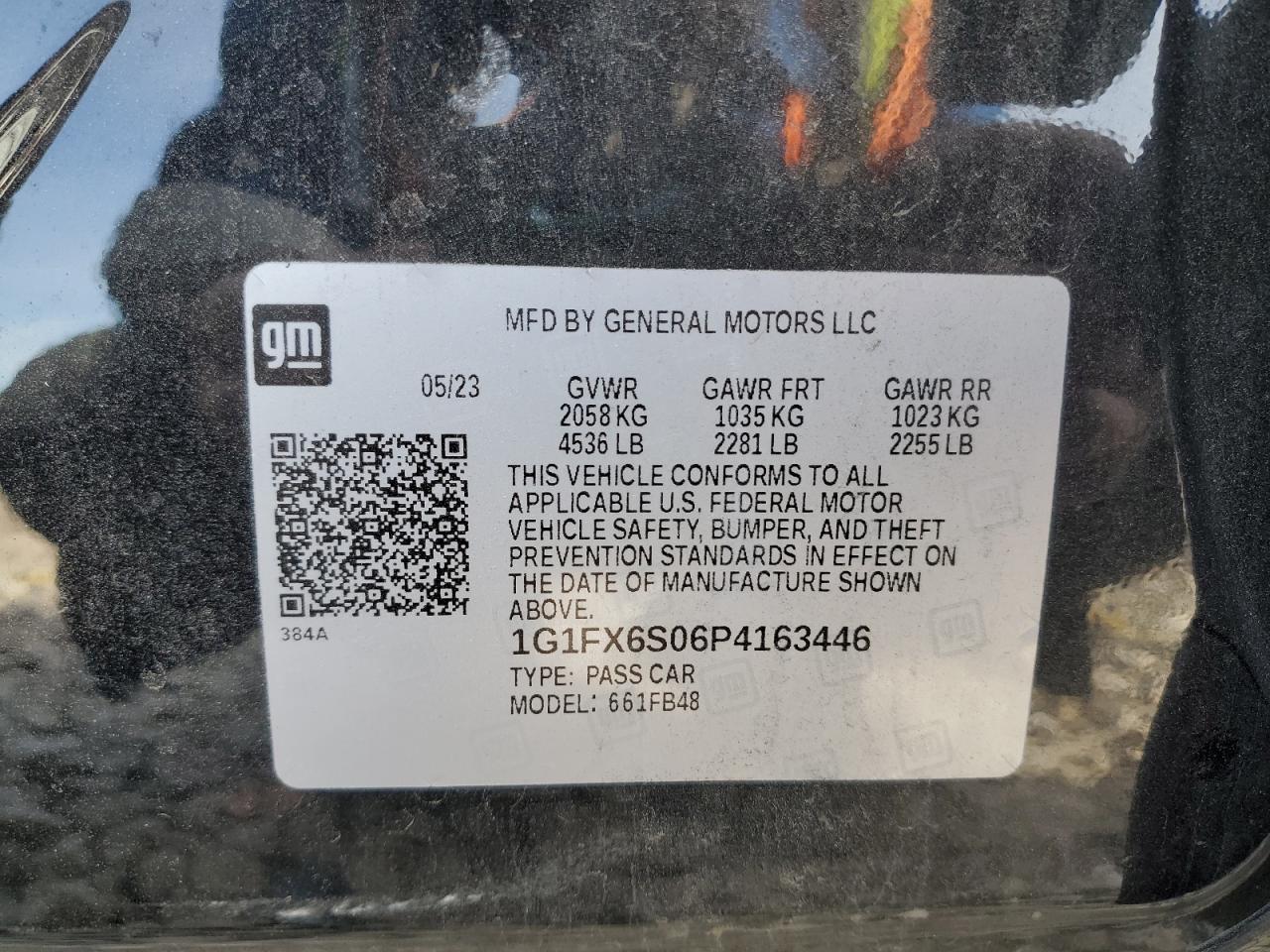 2023 CHEVROLET BOLT EV 2LT VIN:1G1FX6S06P4163446