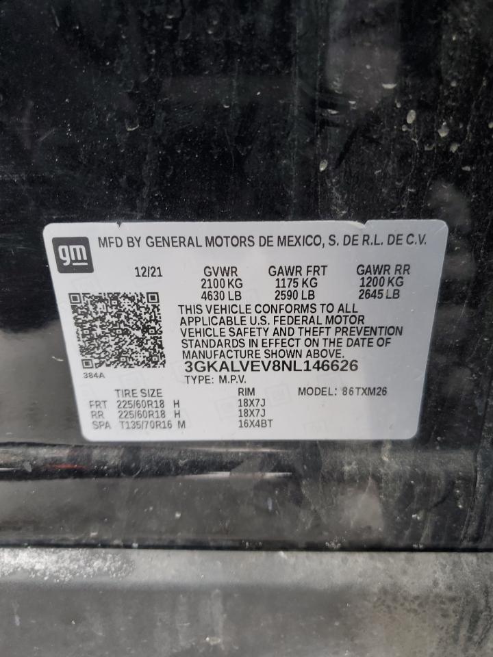 2022 GMC TERRAIN SLT VIN:3GKALVEV8NL146626