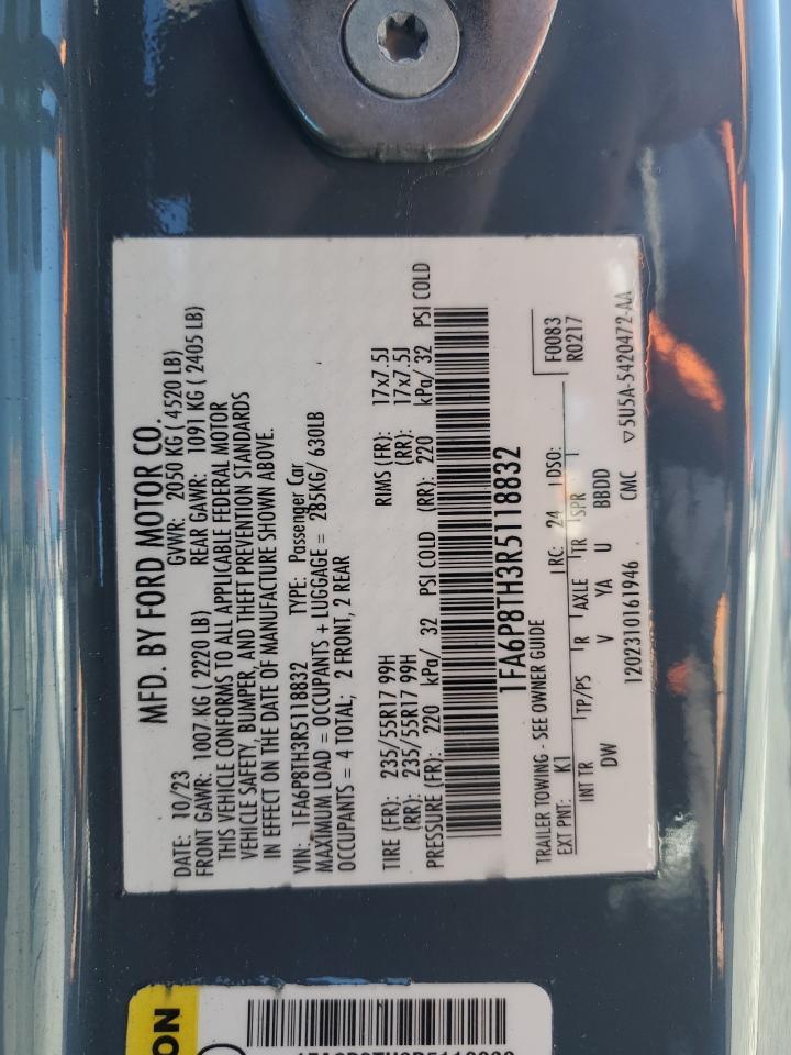 2024 FORD MUSTANG VIN:1FA6P8TH3R5118832