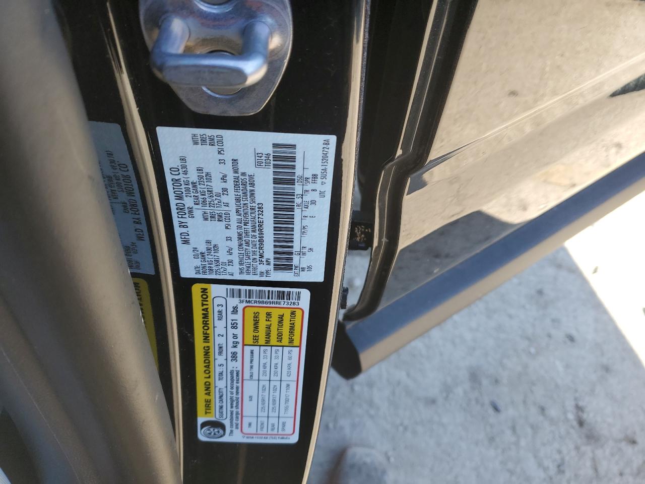 2024 FORD BRONCO SPORT BIG BEND VIN:3FMCR9B69RRE73283