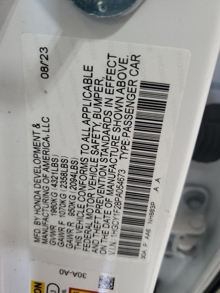 2023 HONDA ACCORD LX VIN:1HGCY1F28PA054673
