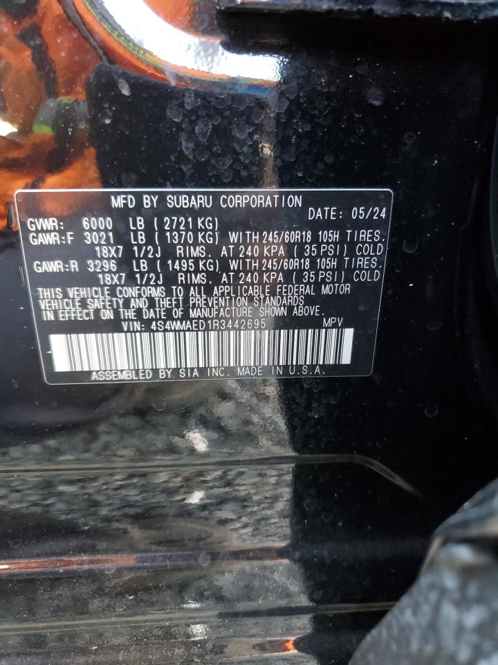 2024 SUBARU ASCENT PREMIUM VIN:4S4WMAED1R3442695