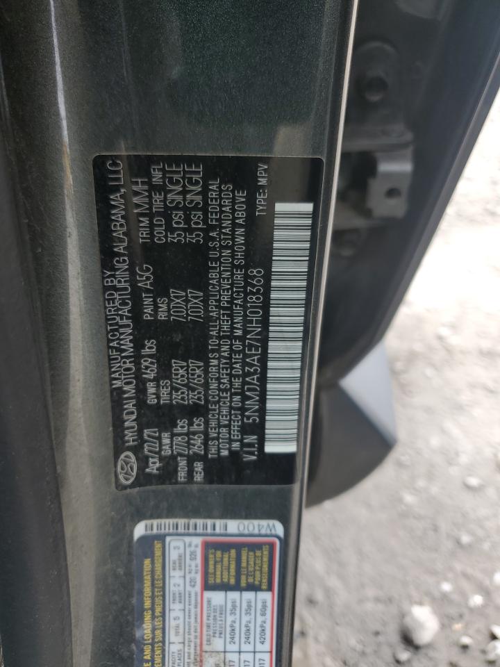 2022 HYUNDAI TUCSON SE VIN:5NMJA3AE7NH018368