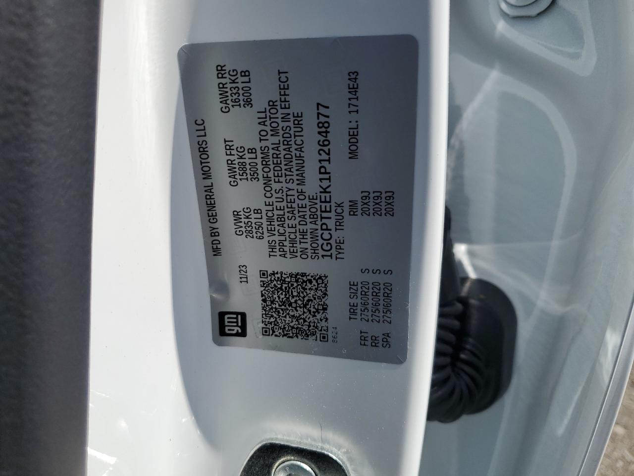 2023 CHEVROLET COLORADO TRAIL BOSS VIN:1GCPTEEK1P1264877