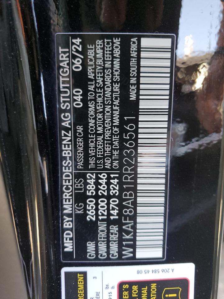 2024 MERCEDES-BENZ C 63 AMG S E PERFORMANCE VIN:W1KAF8AB1RR236561