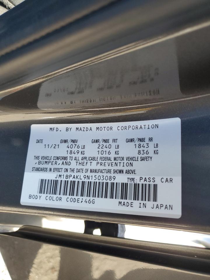 2022 MAZDA 3 SELECT VIN:JM1BPAKL9N1503089