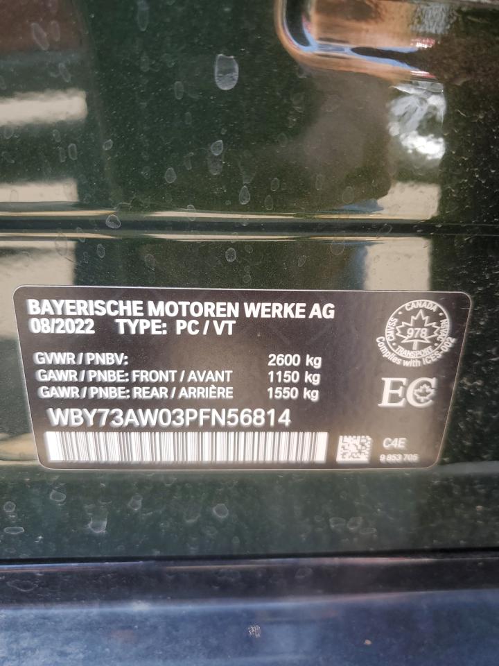 2023 BMW I4 EDRIVE 40 VIN:WBY73AW03PFN56814