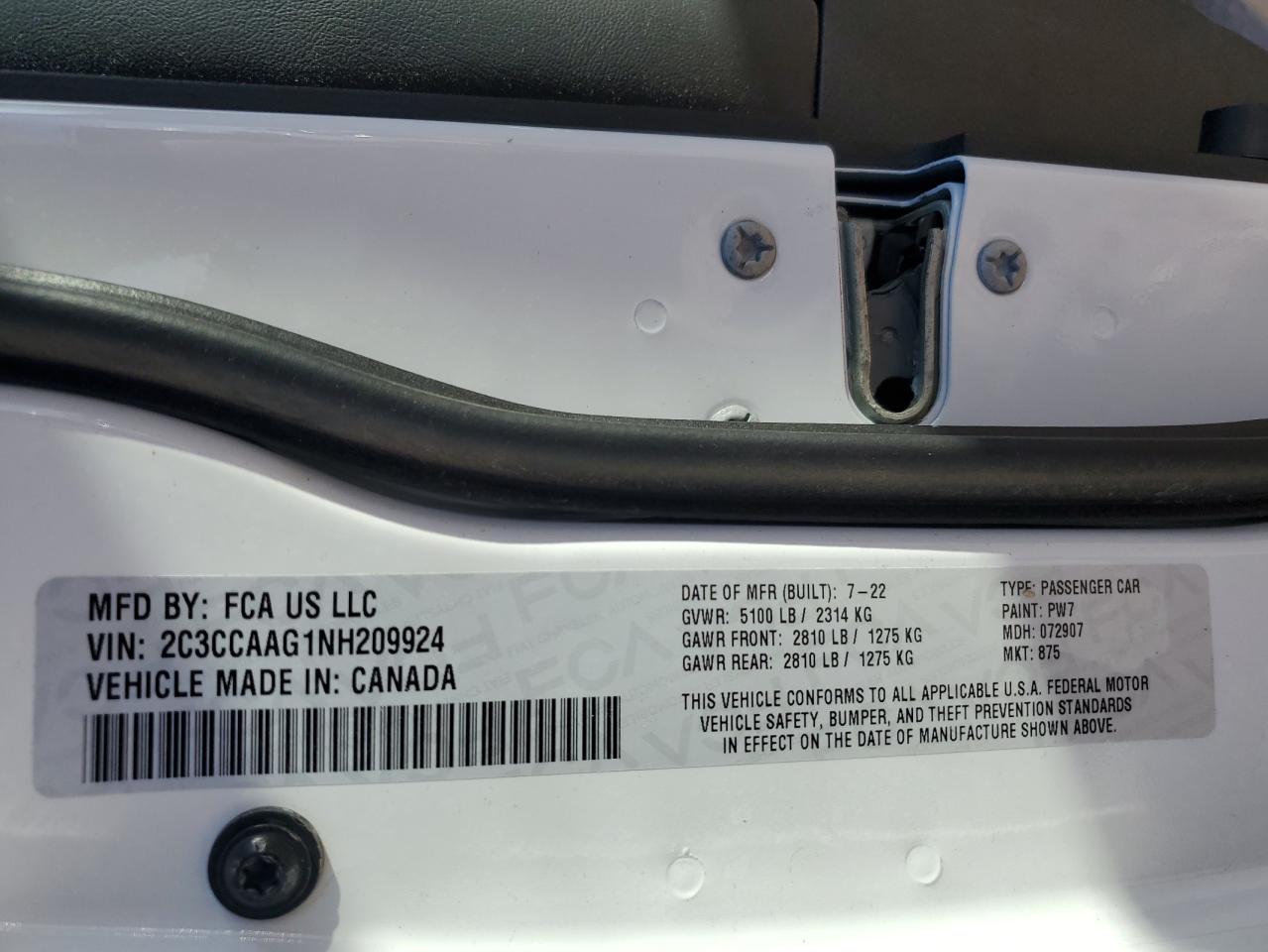 2022 CHRYSLER 300 TOURING VIN:2C3CCAAG1NH209924