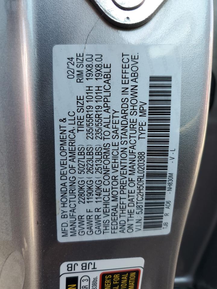 2024 ACURA RDX TECHNOLOGY VIN:5J8TC2H50RL020388